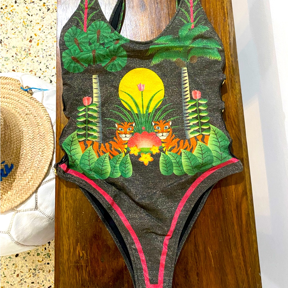 Pin-up Stars made in Italy metallic one piece bathing suit swim suit size S